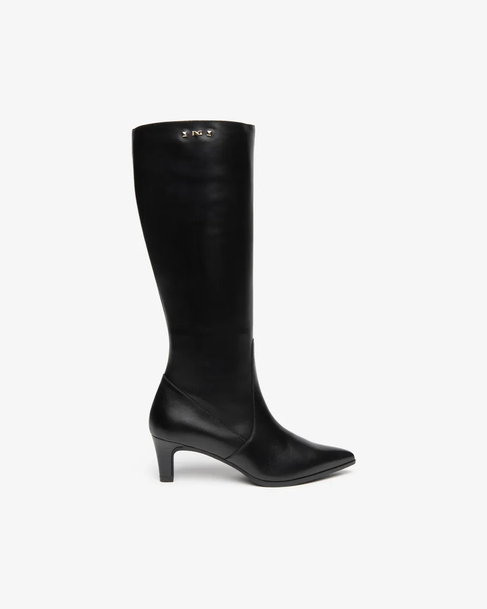 NeroGiardini Bottes Cuir Femme Haute Talon 55mm Cloutée