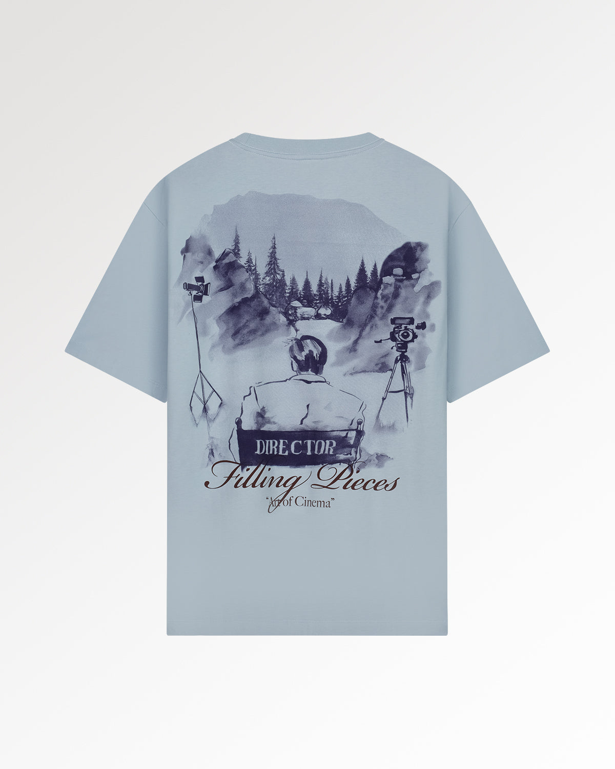 Filling Pieces Director t-shirt bleu coton bio imprimé