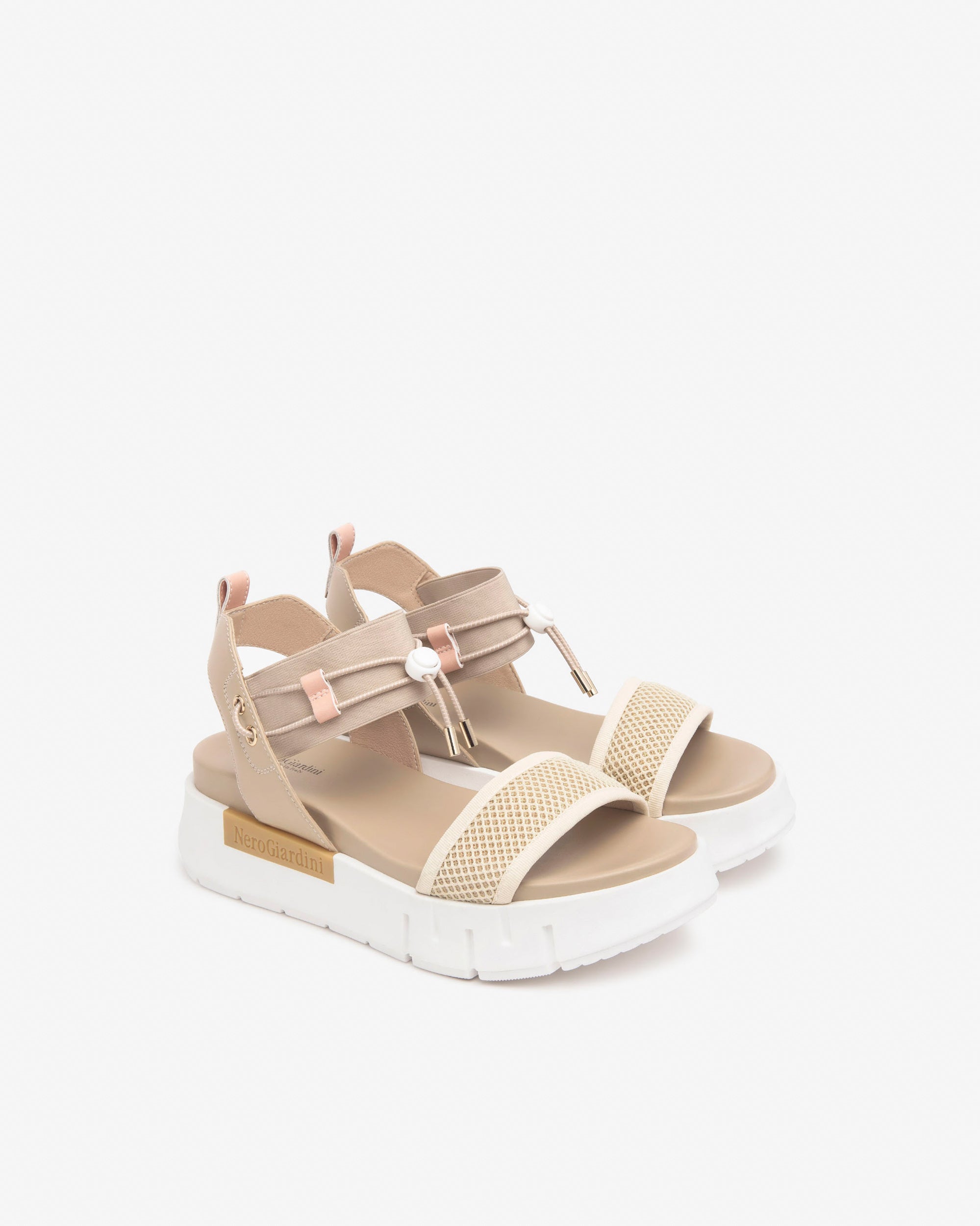 NeroGiardini Sandales Femme Cuir et Toile Plateforme 40 mm