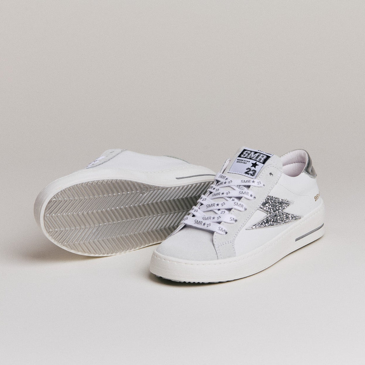 Semerdjian Maya D382 baskets cuir blanc argent