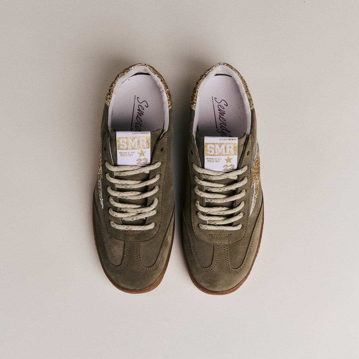 SMR India D584 baskets daim kaky glitter or