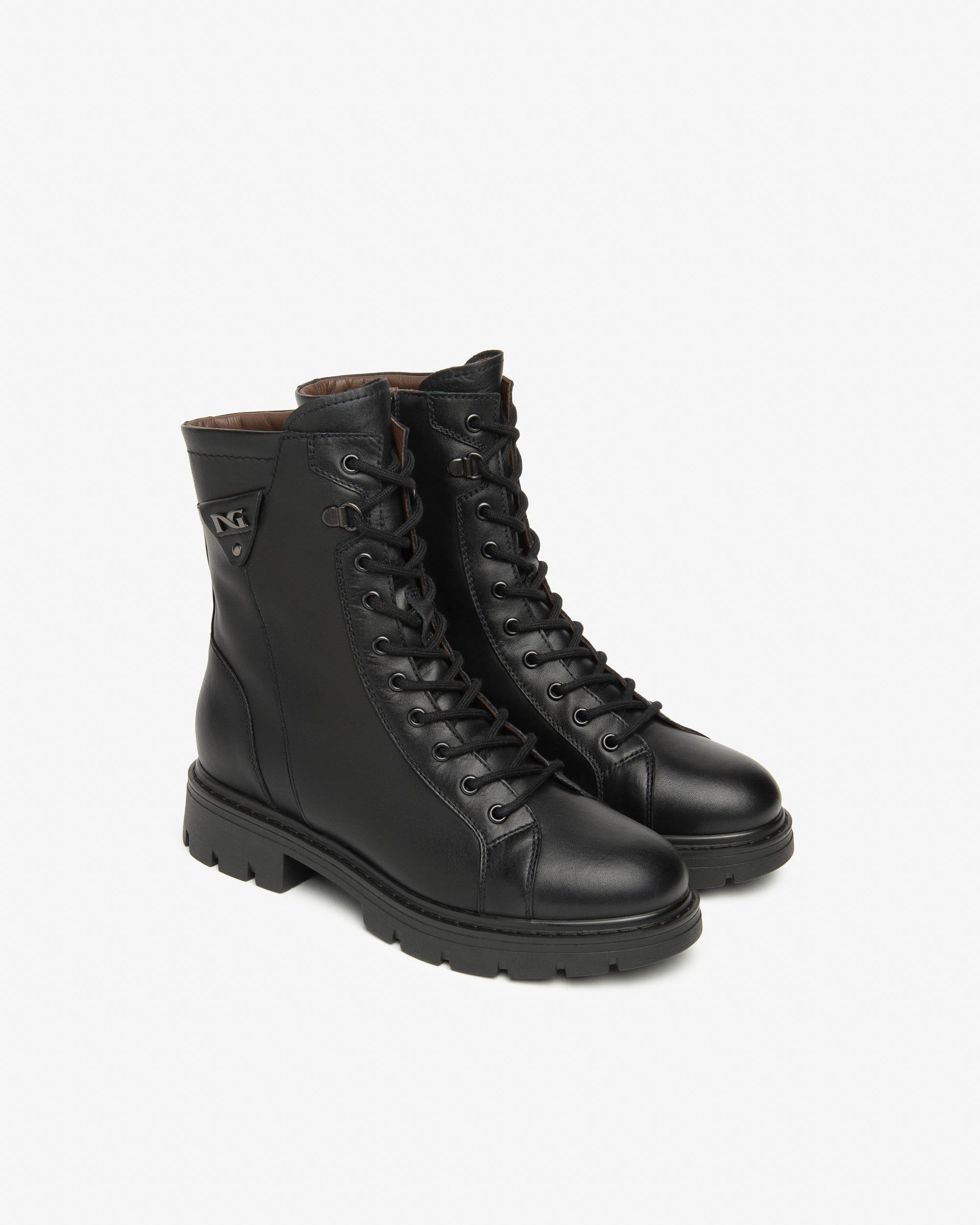 NeroGiardini Bottines motardes femme cuir combat boots