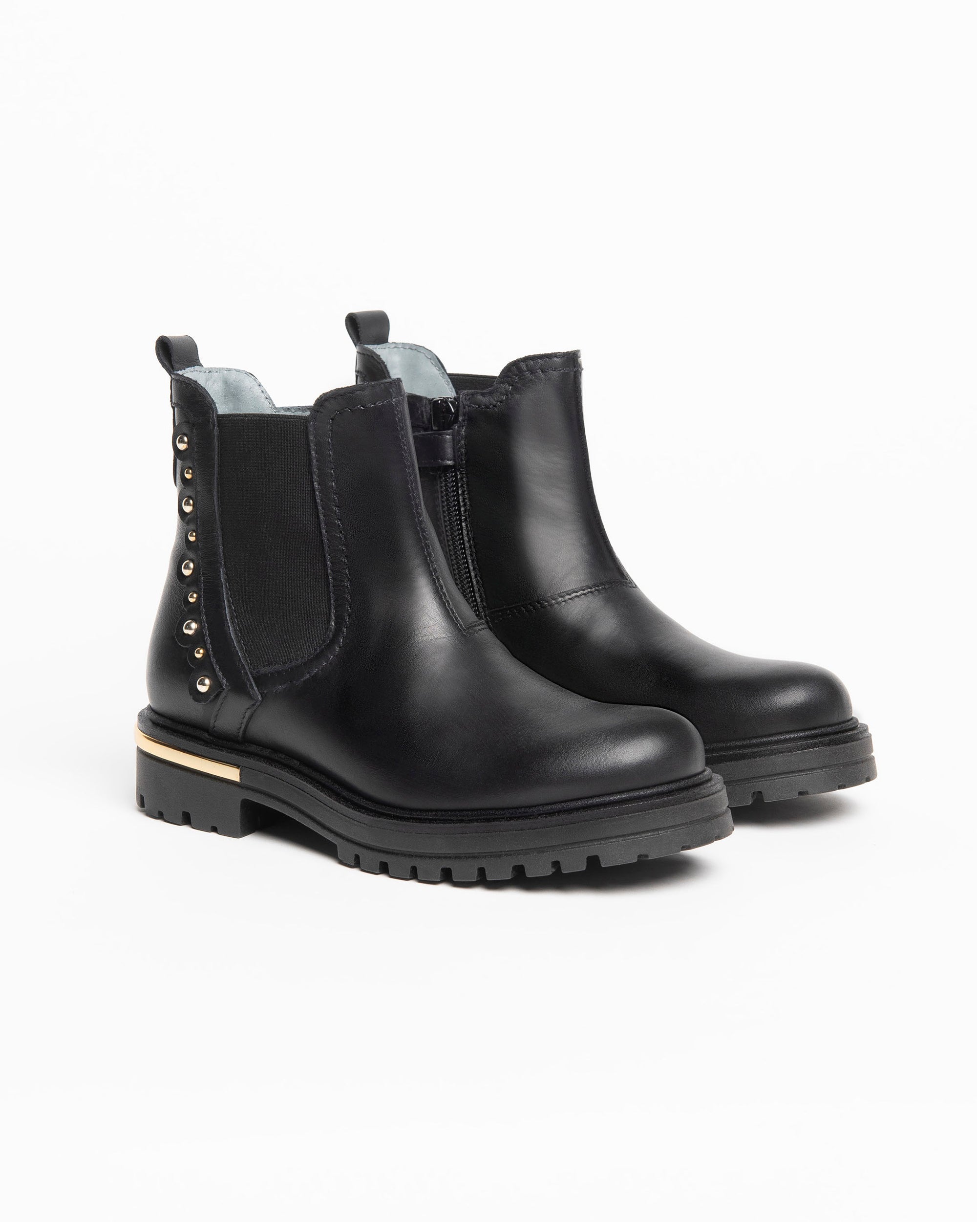 NeroGiardini Bottines Teens Bottines Fille Cuir Chelsea Clous
