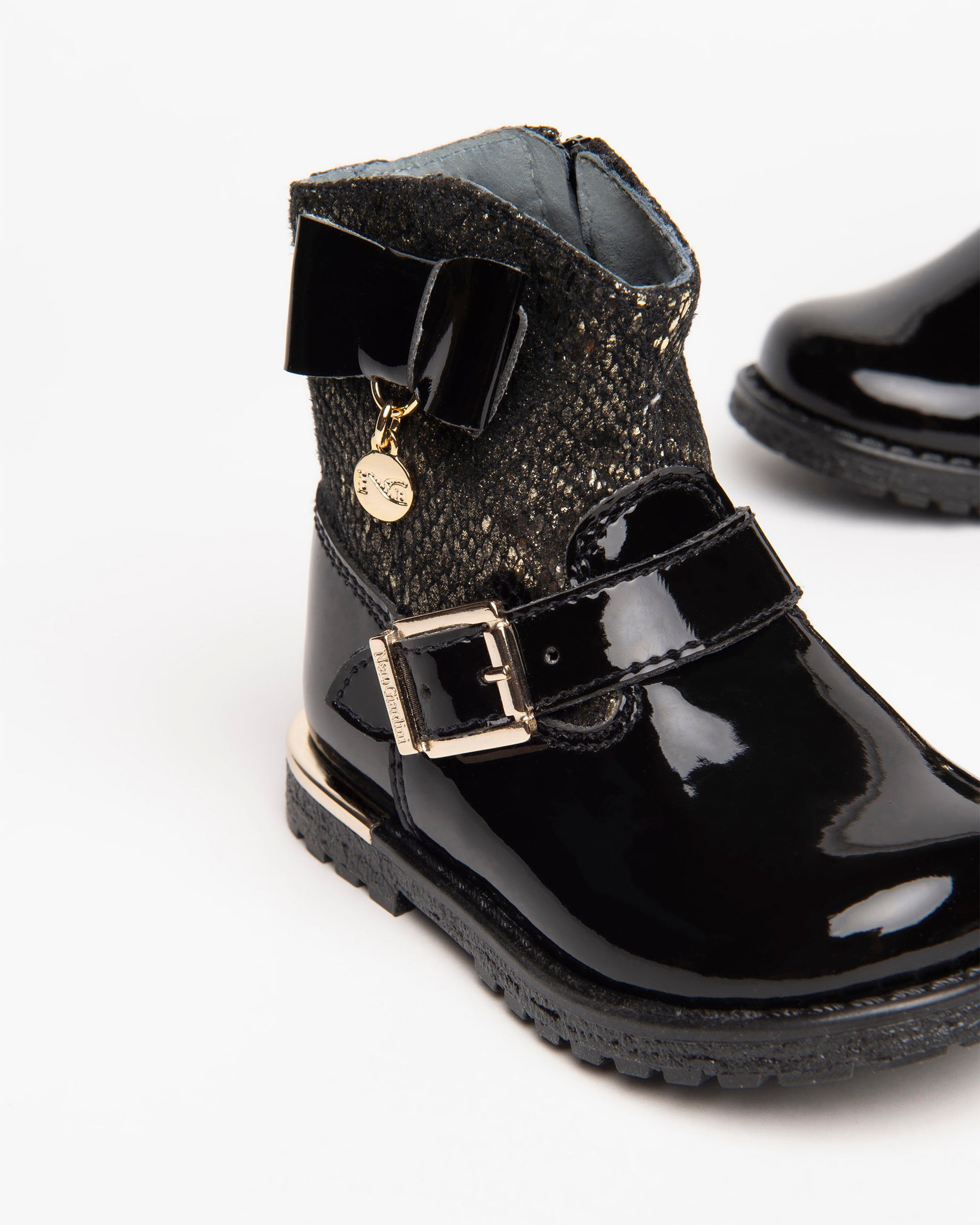 NeroGiardini Bottines Baby Fille Zip Nœud Lamé