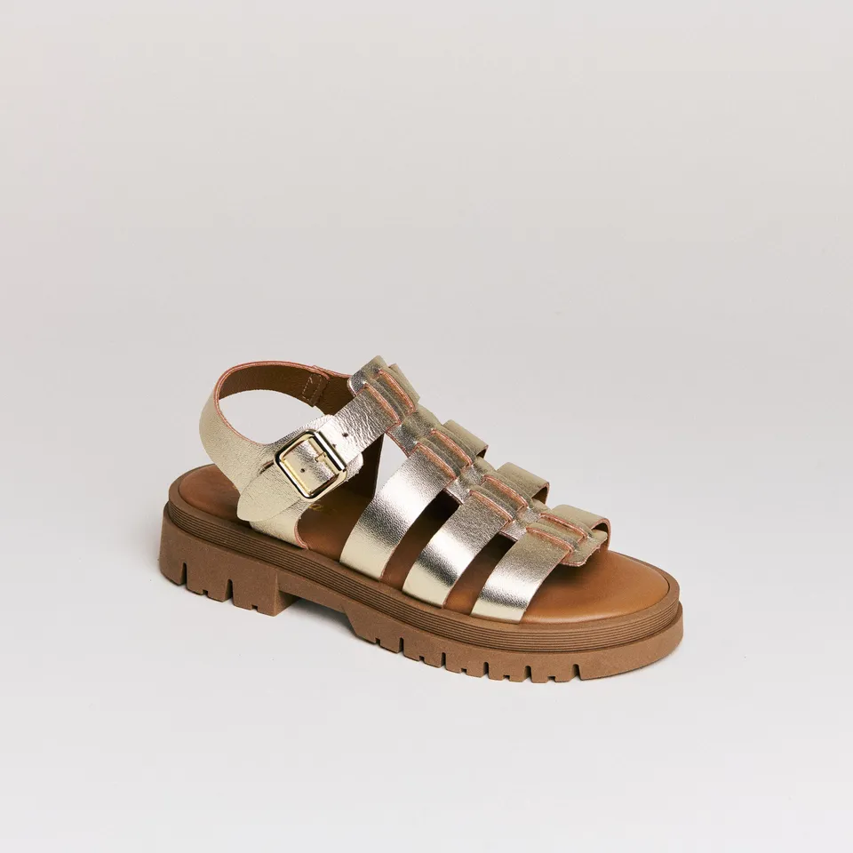 Semerdjian Delia Laminato Platino sandales cuir platine 4 cm