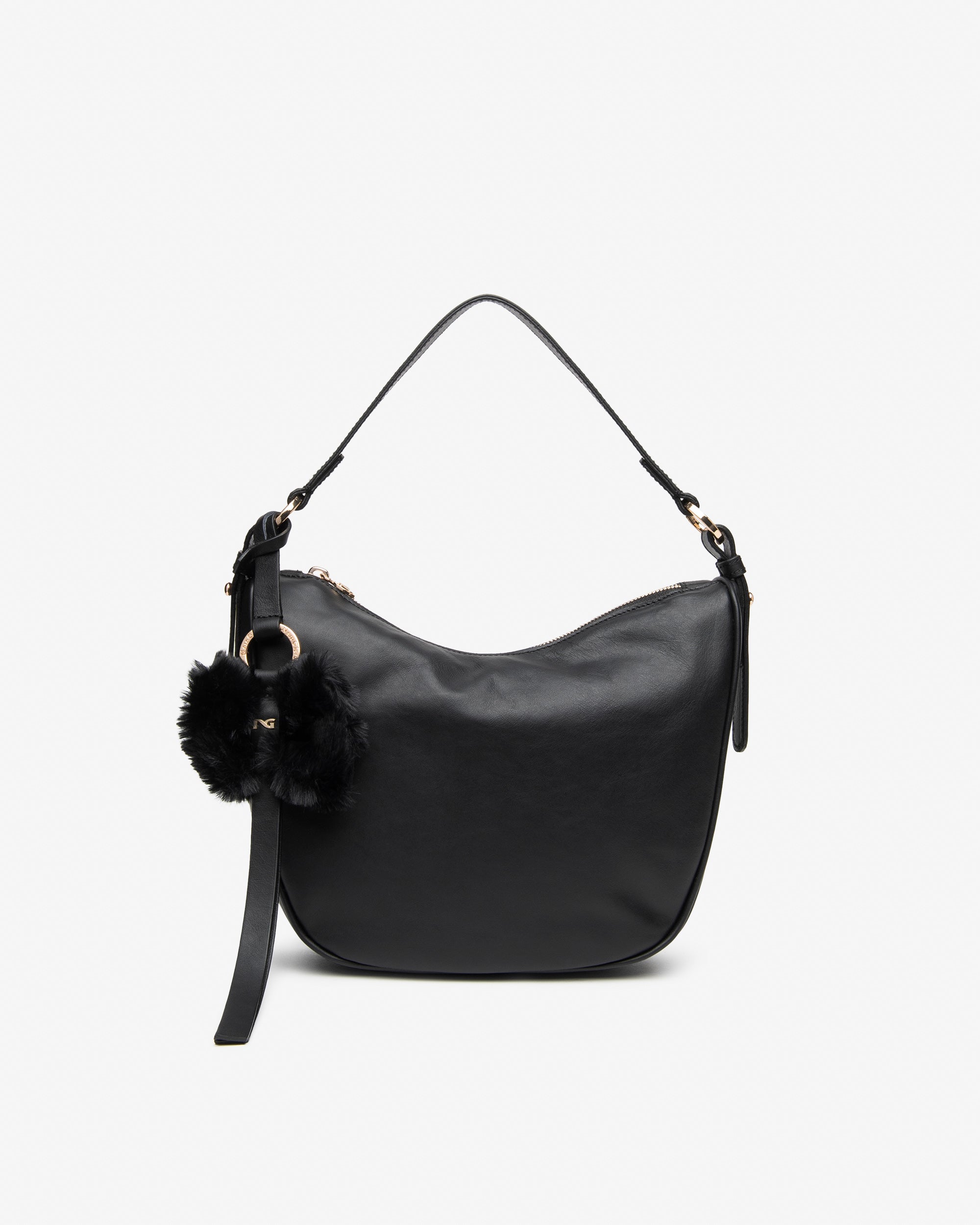 Nerogiardini Besace Femme Cuir Hobo Zip Doré Italien