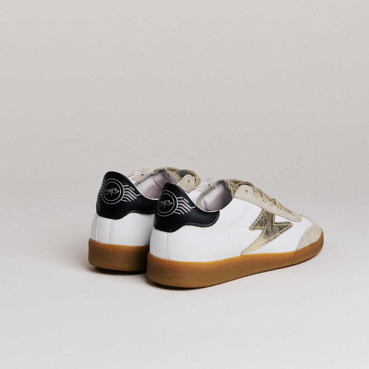 SMR Emily D331 baskets cuir blanc et or