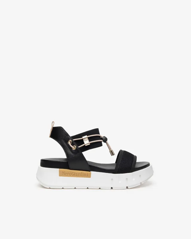 NeroGiardini Sandales Femme Cuir Toile Plateforme 40 mm