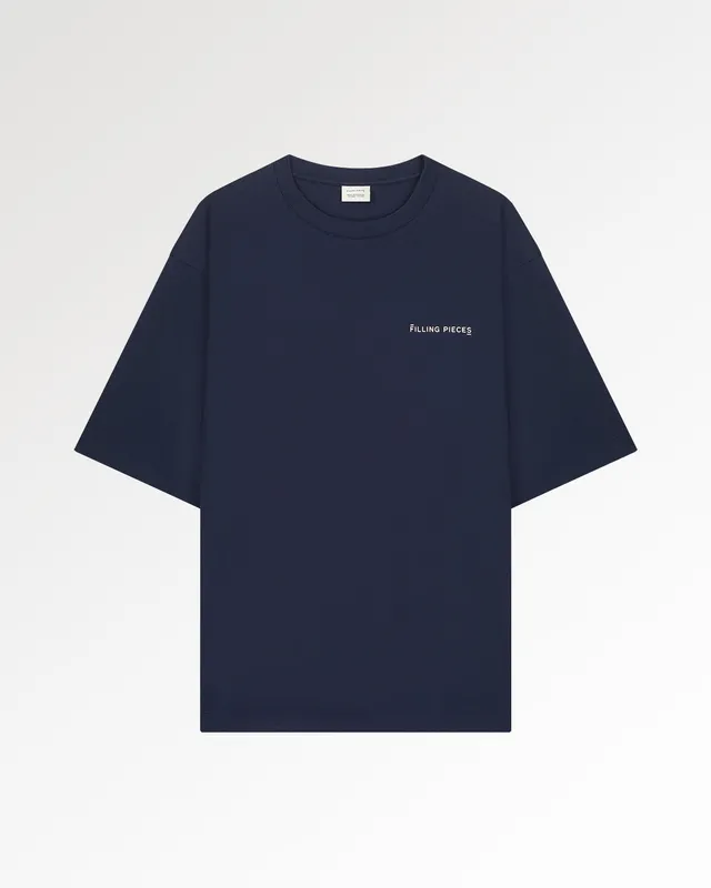 Filling Pieces Boxy T-Shirt Bleu Maritime Coton Bio