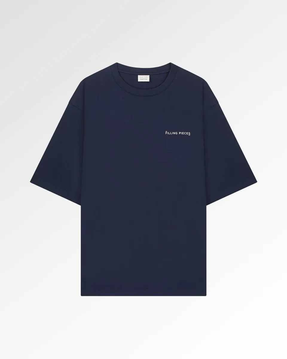 Filling Pieces Boxy T-Shirt Bleu Maritime Coton Bio