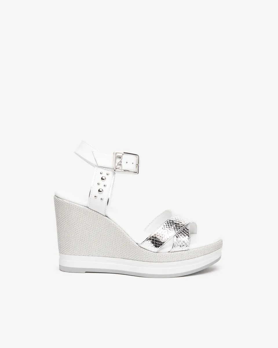 NeroGiardini Sandales Femme Cuir Python Compensées Clous