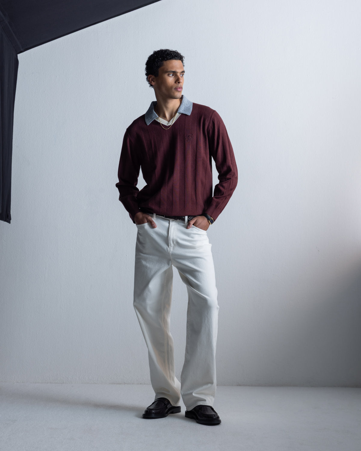 Filling Pieces Knit Football Jersey pull marron