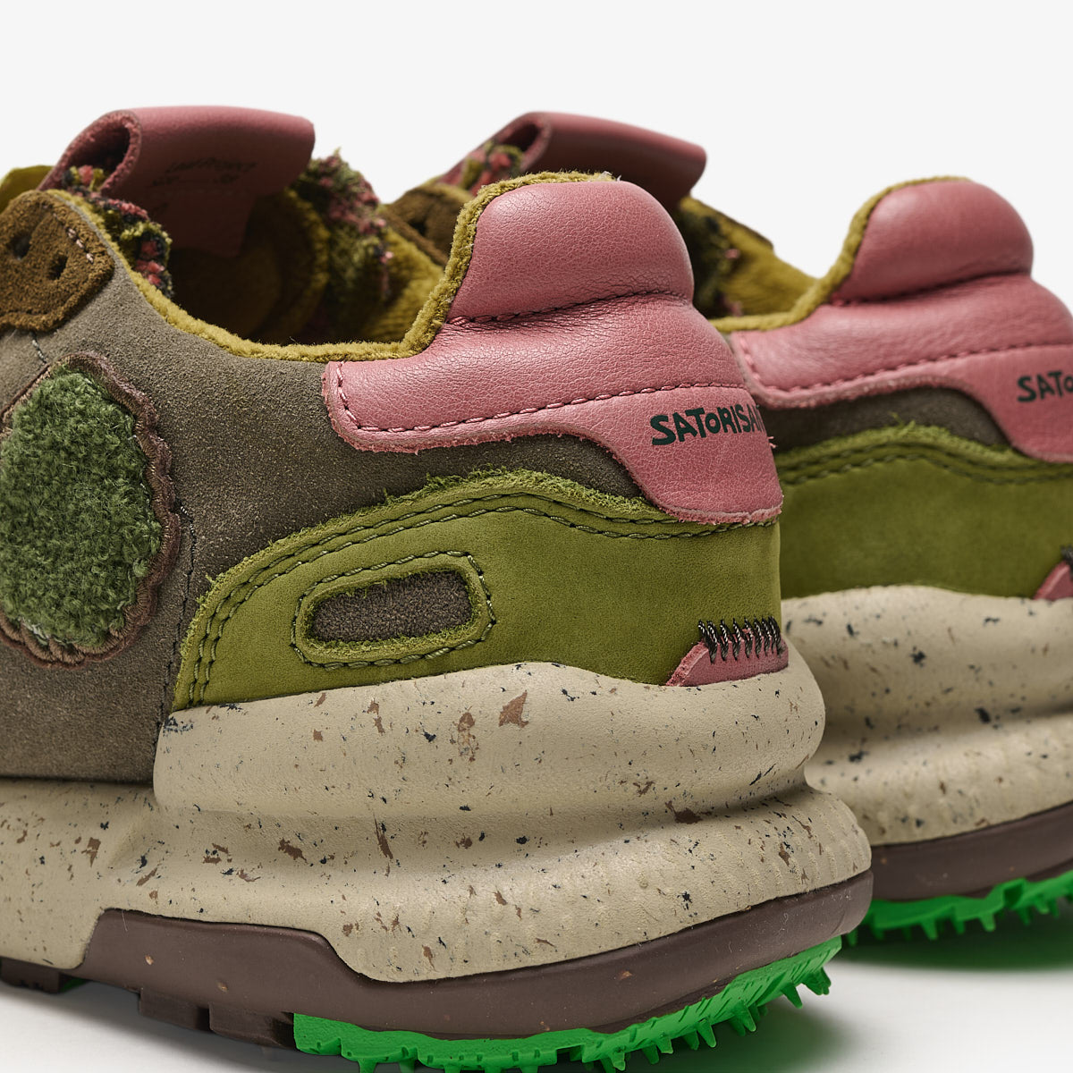 Satorisan Chacrona Suede baskets Kilim Green cuir