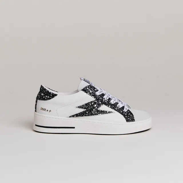 SMR Maya 10279 baskets cuir blanc glitter anthracite