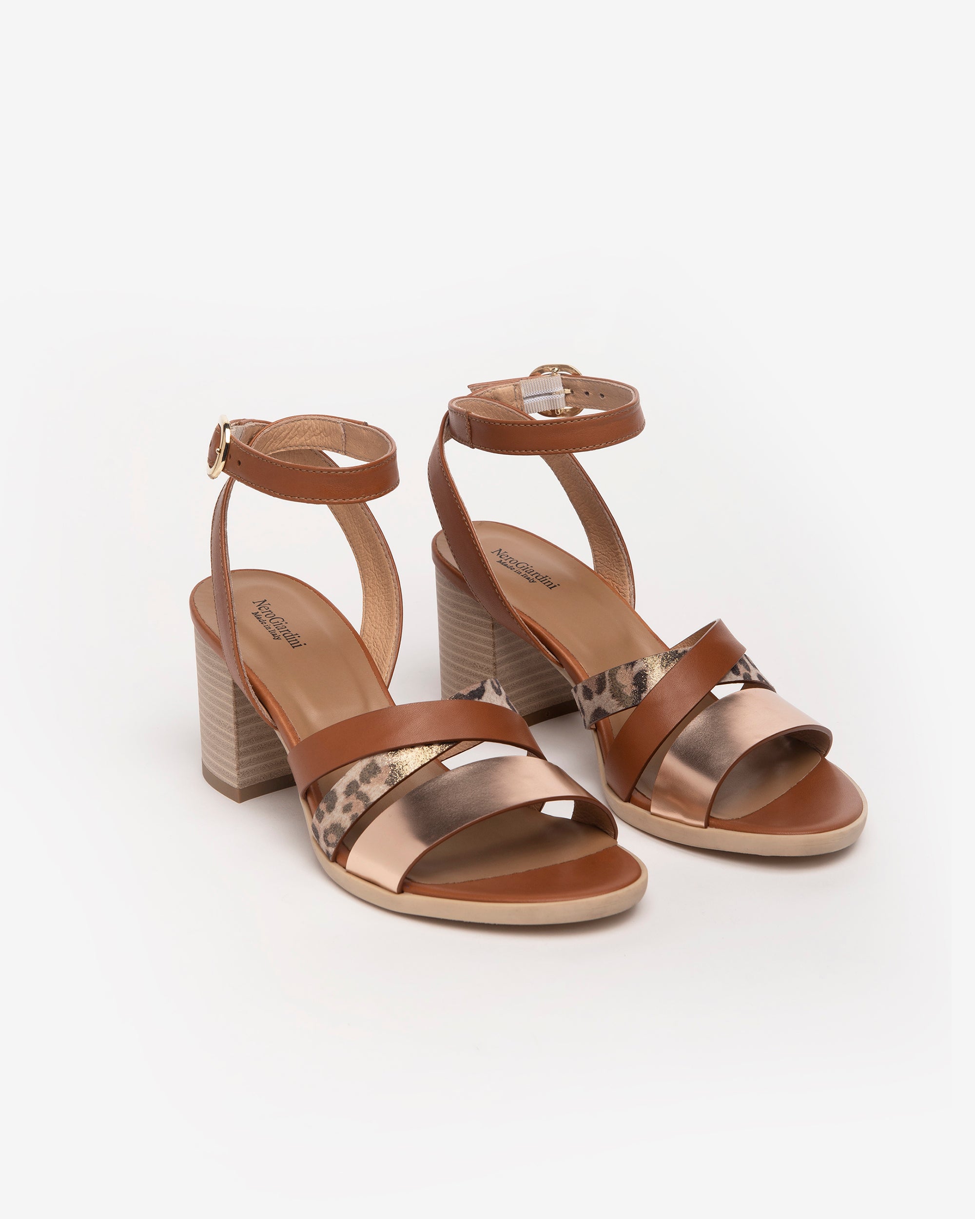 NeroGiardini Sandales cuir femme talon 7 cm animalier