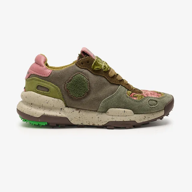 Satorisan Chacrona Suede baskets Kilim Green cuir