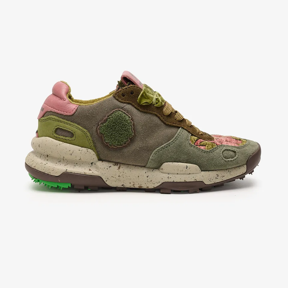 Satorisan Chacrona Suede baskets Kilim Green cuir