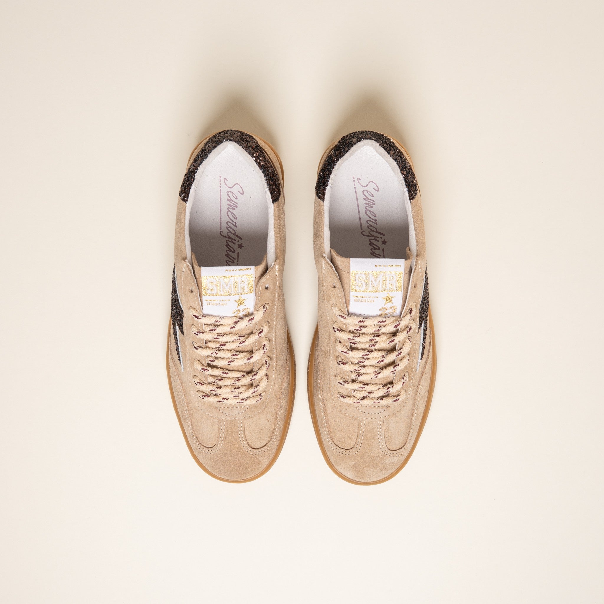 SMR Lee E434 baskets beige taille 38 glitter marron
