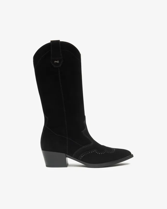 NeroGiardini Bottes Femme Cuir Velours Bottes Cowboy