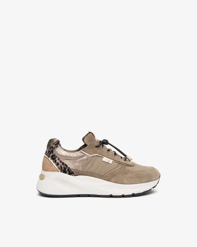 NeroGiardini Sneakers Femme Cuir Toile Imprimé Animalier