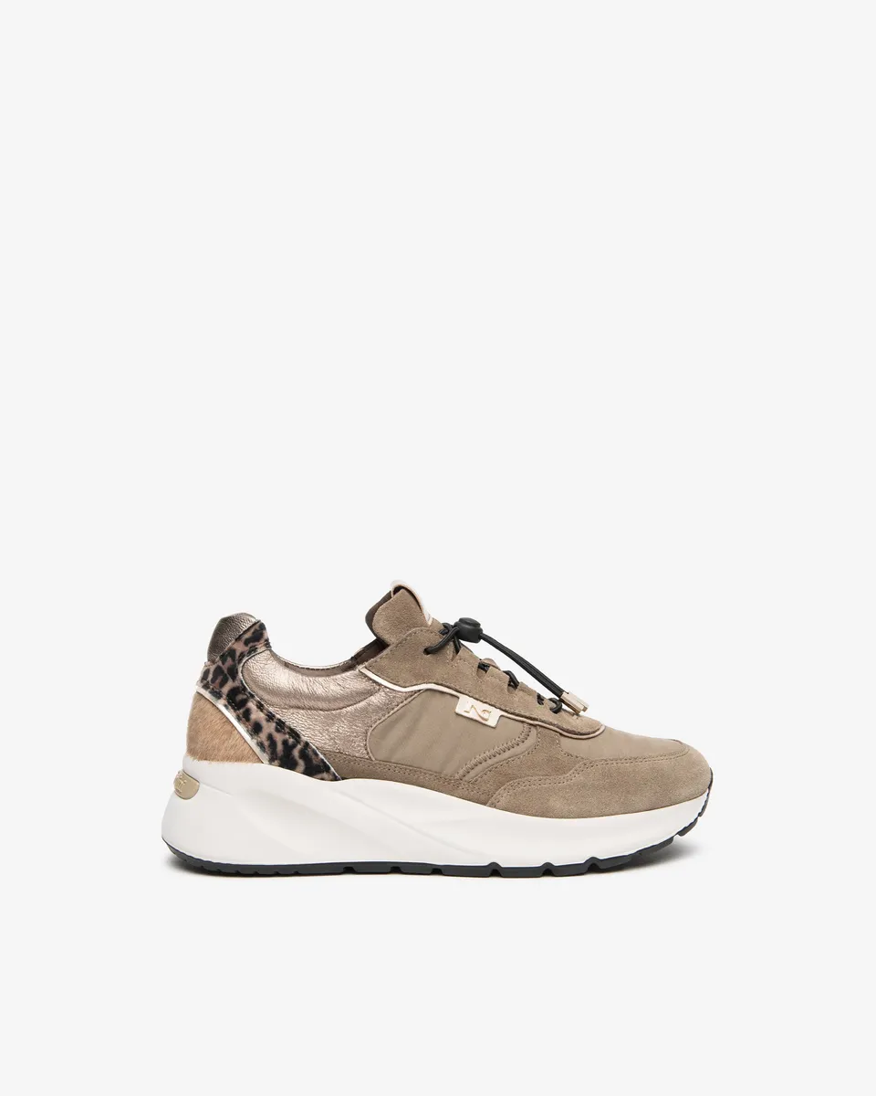 NeroGiardini Sneakers Femme Cuir Toile Imprimé Animalier