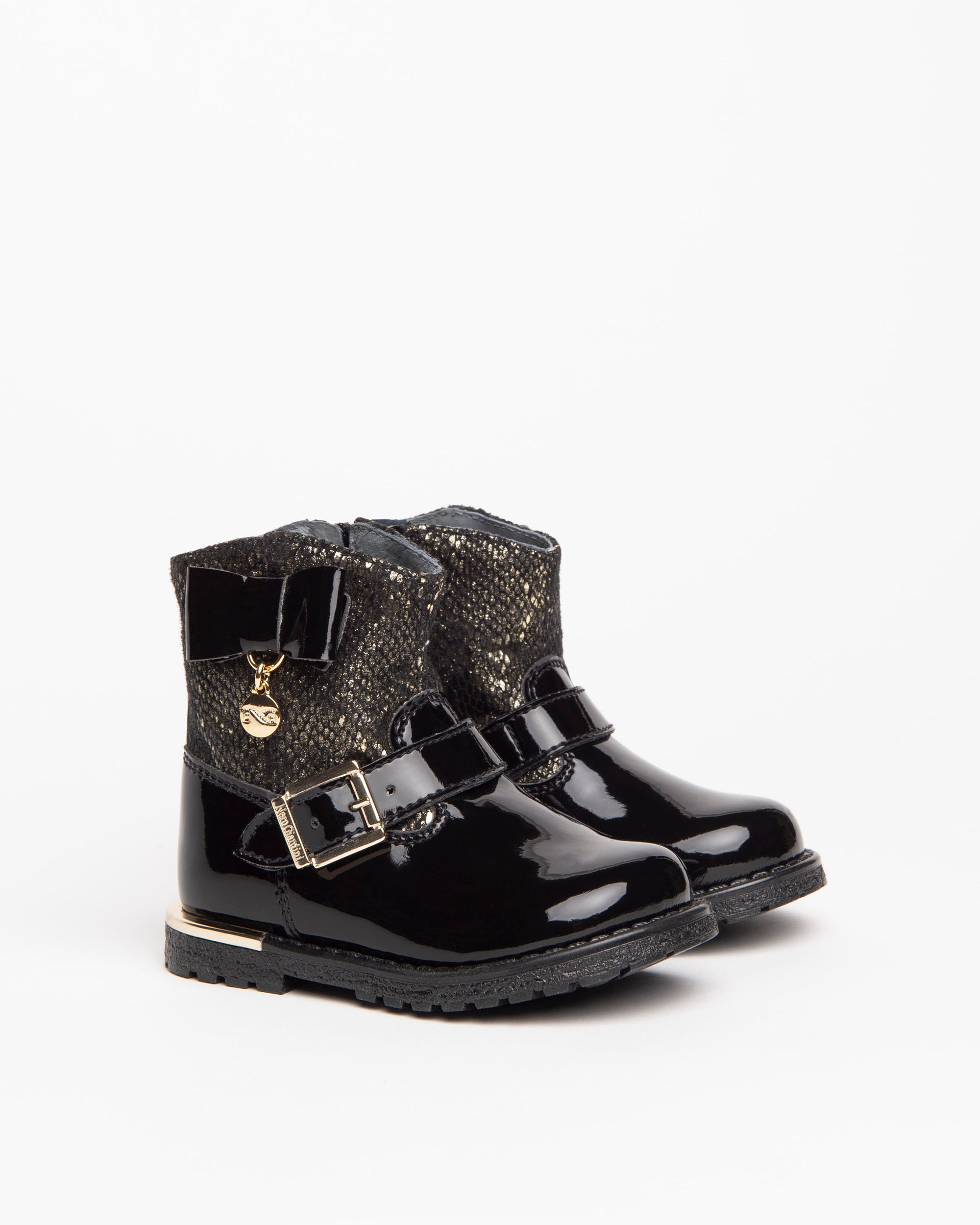 NeroGiardini Bottines Baby Fille Zip Nœud Lamé