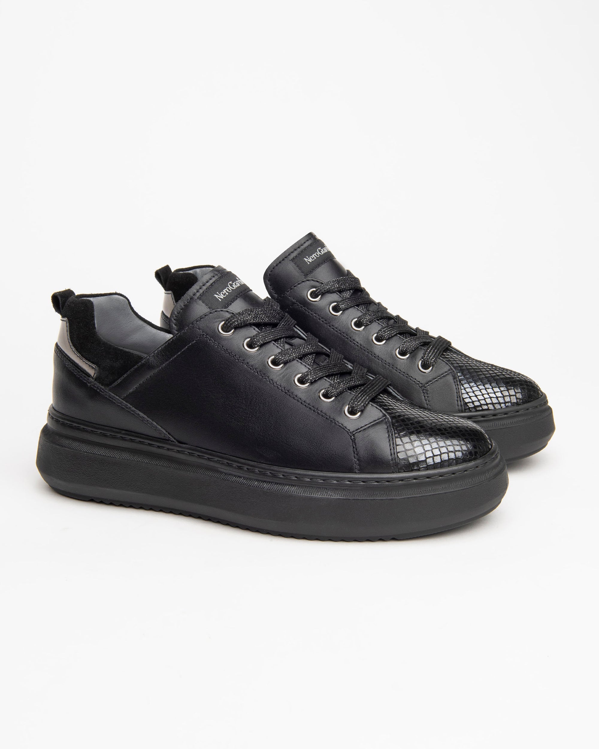 NeroGiardini Sneakers Femme Cuir Lamé Plateforme 4 cm