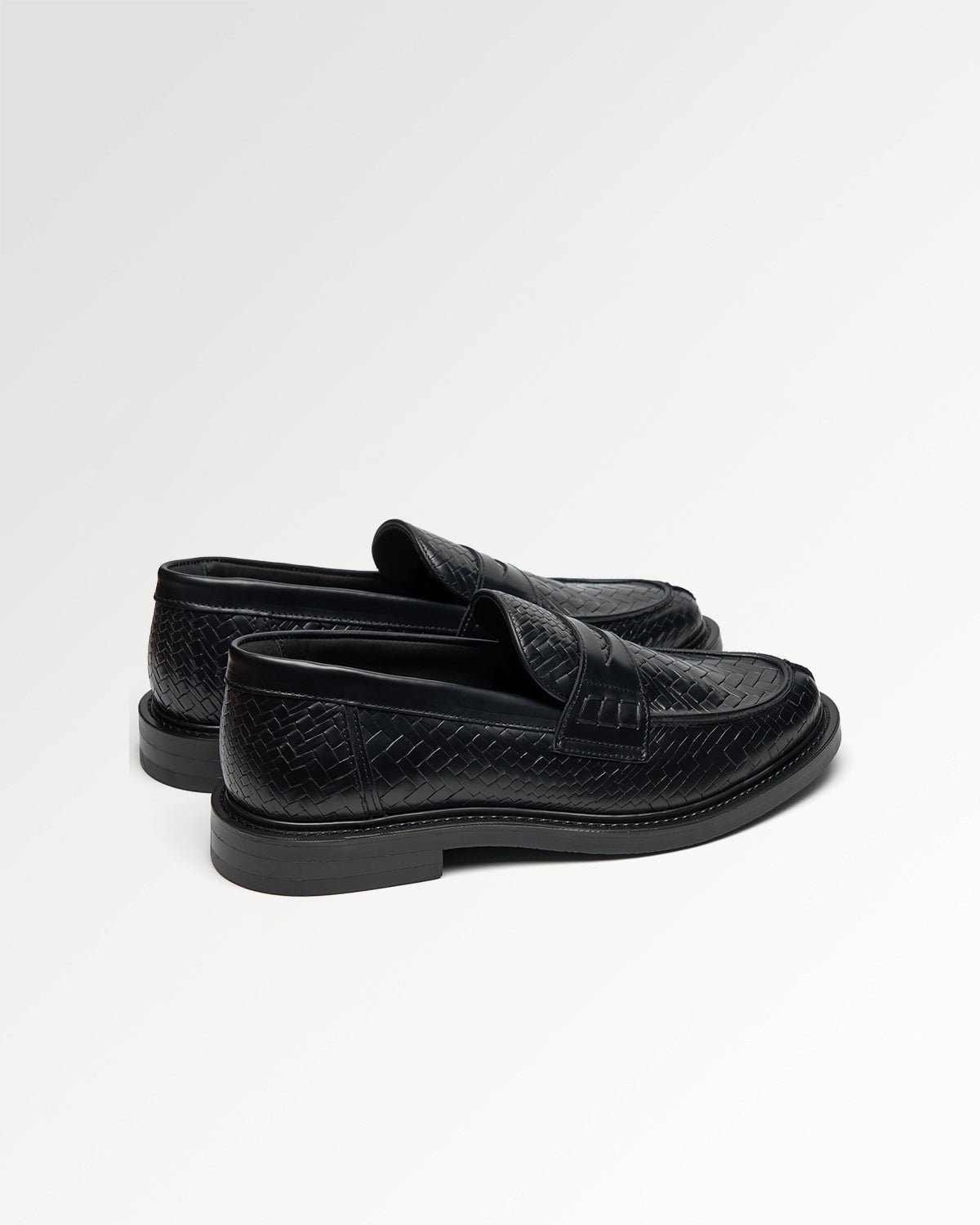 Filling Pieces Woven Twist mocassin cuir noir tressé