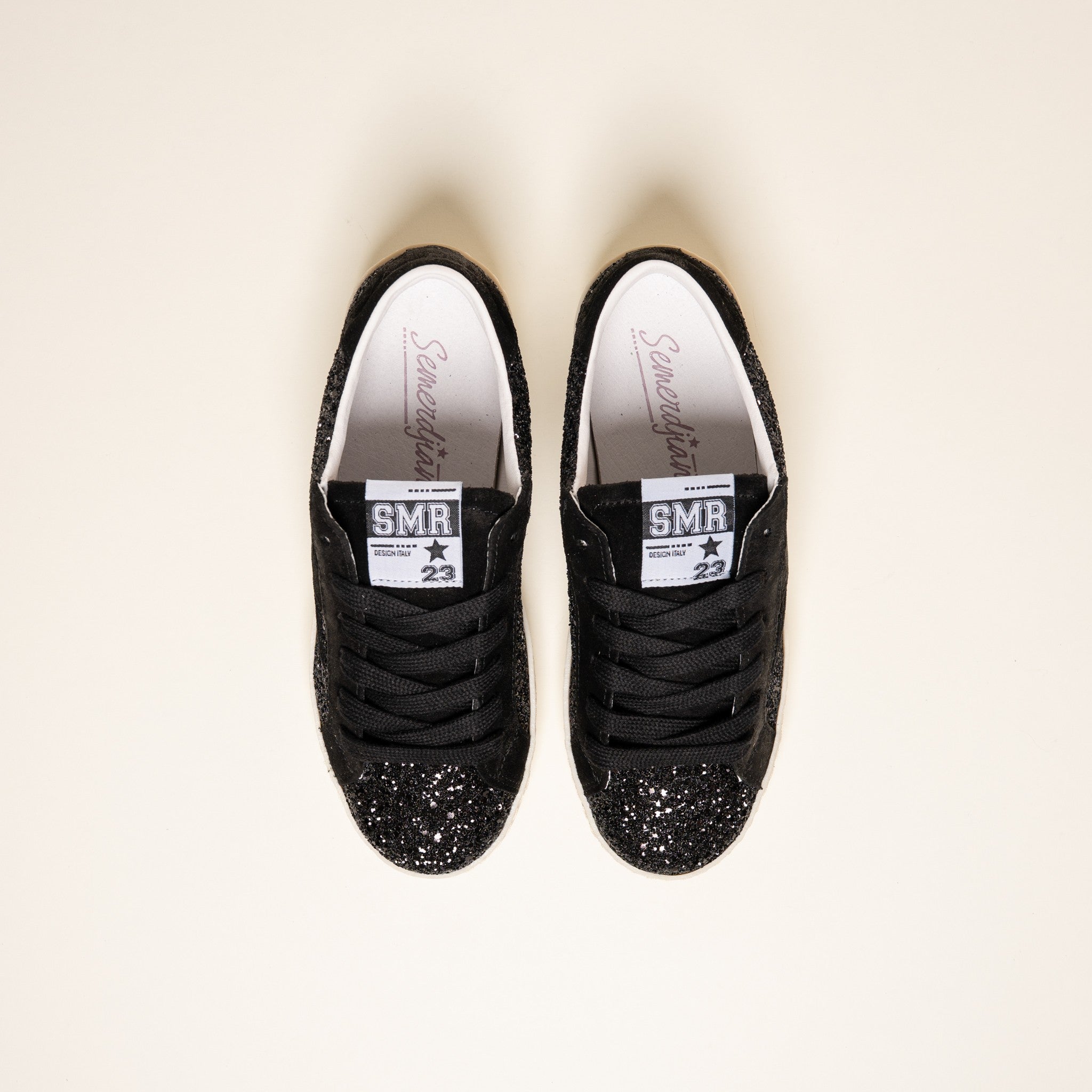 SMR Semerdjian Maya E177 baskets noir glitter cuir