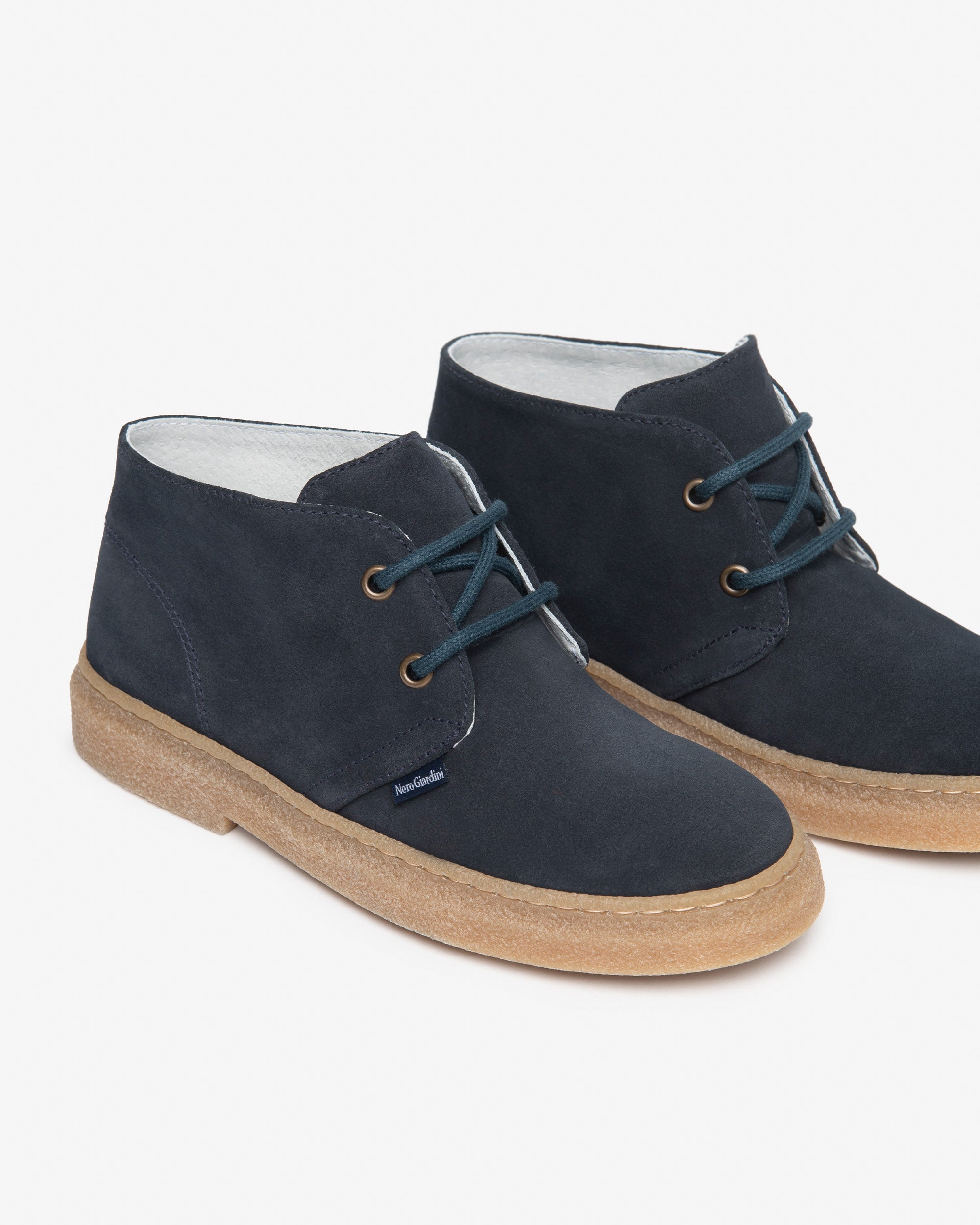NeroGiardini Bottes Garçon Cuir Velours Desert Lacets