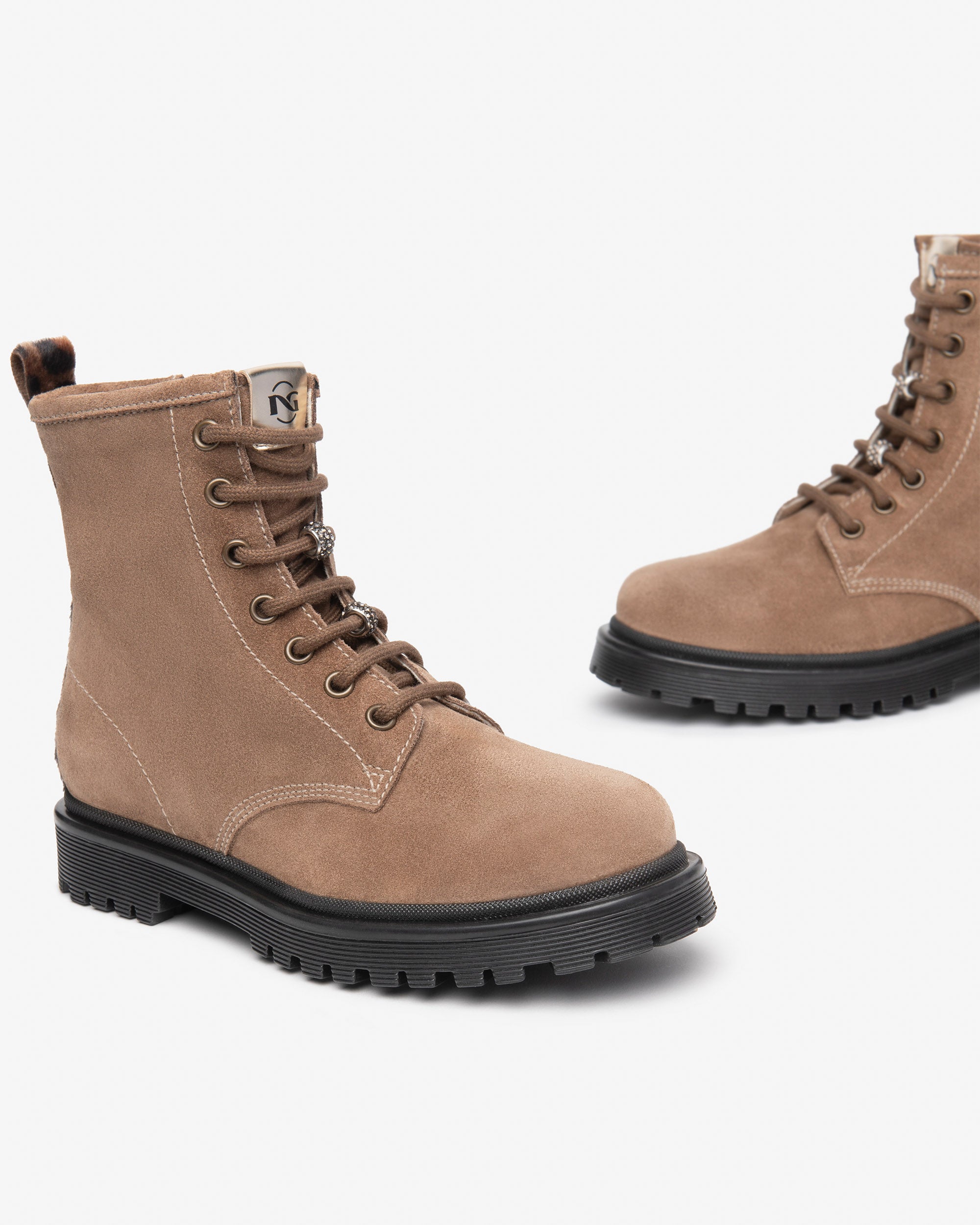 Nerogiardini Bottines Teen Fille Cuir Velours Combat