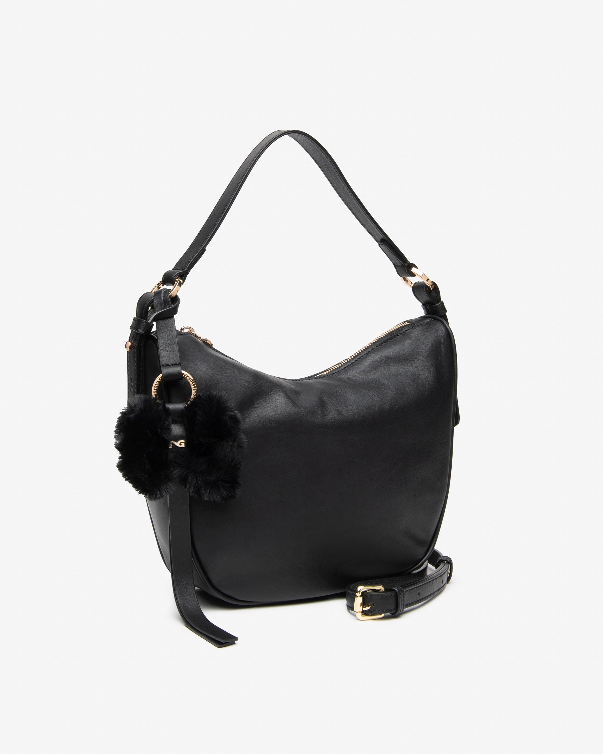Nerogiardini Besace Femme Cuir Hobo Zip Doré Italien