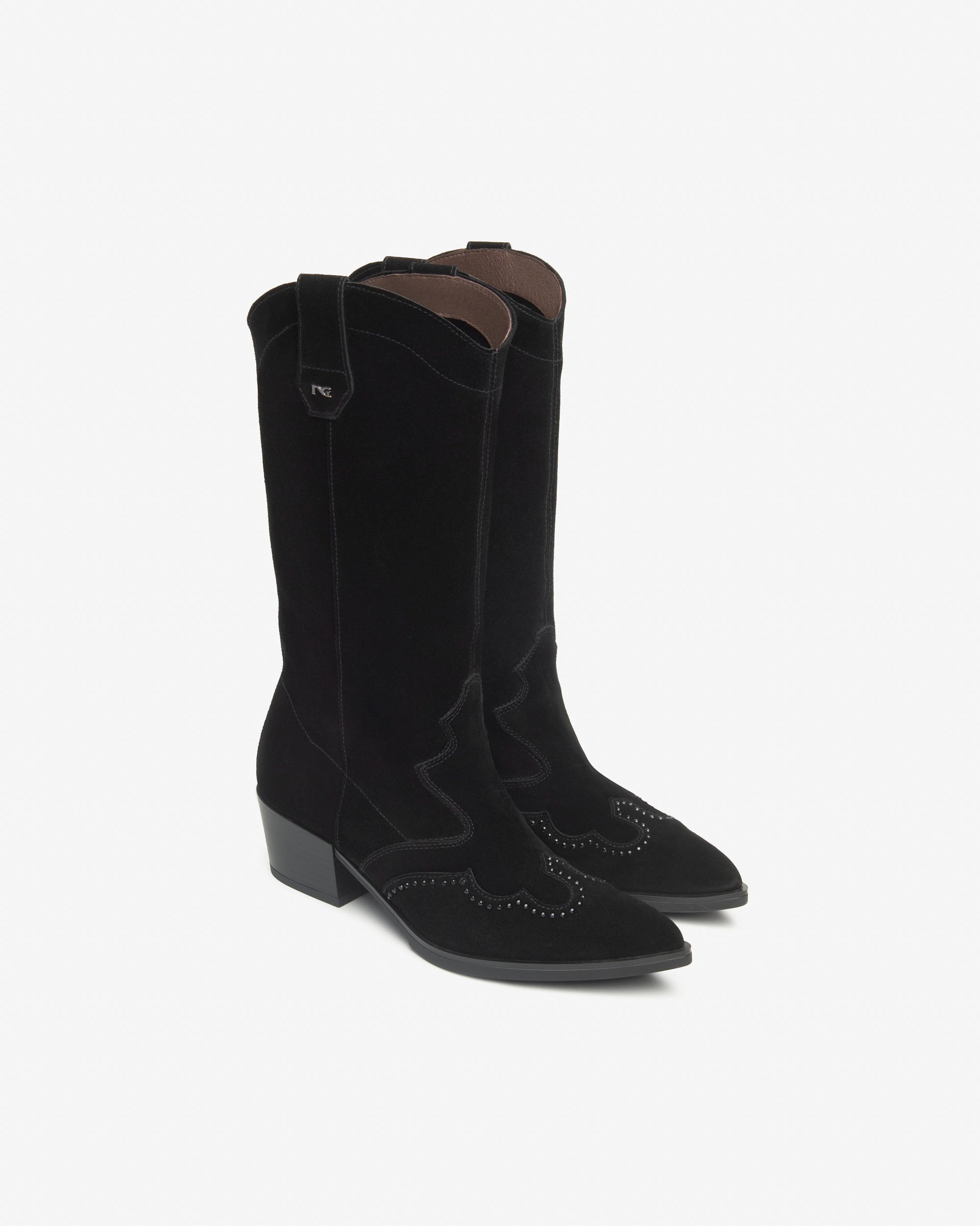 NeroGiardini Bottes Femme Cuir Velours Bottes Cowboy
