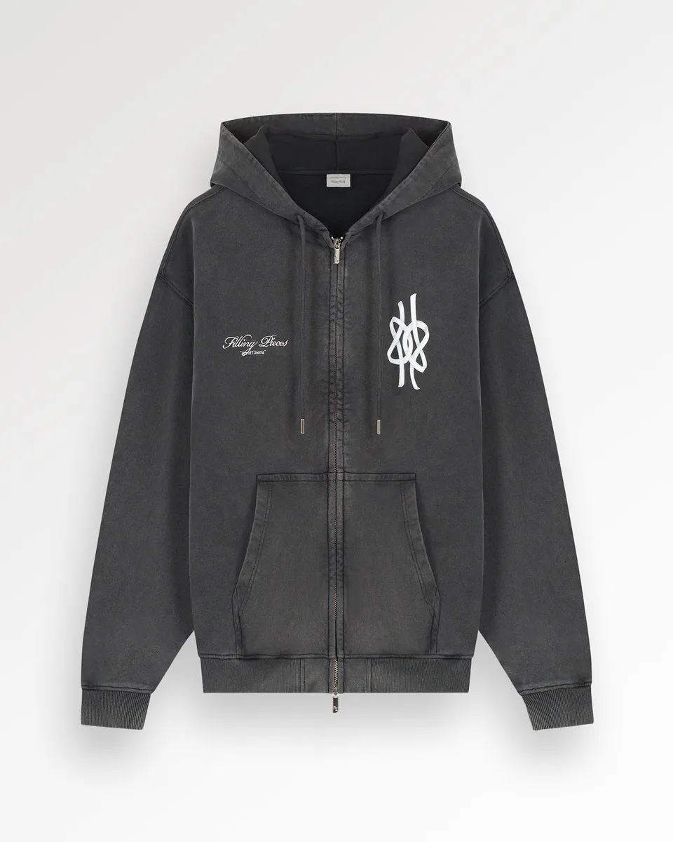 Filling Pieces Film Strip sweat à capuche zippé noir coton bio