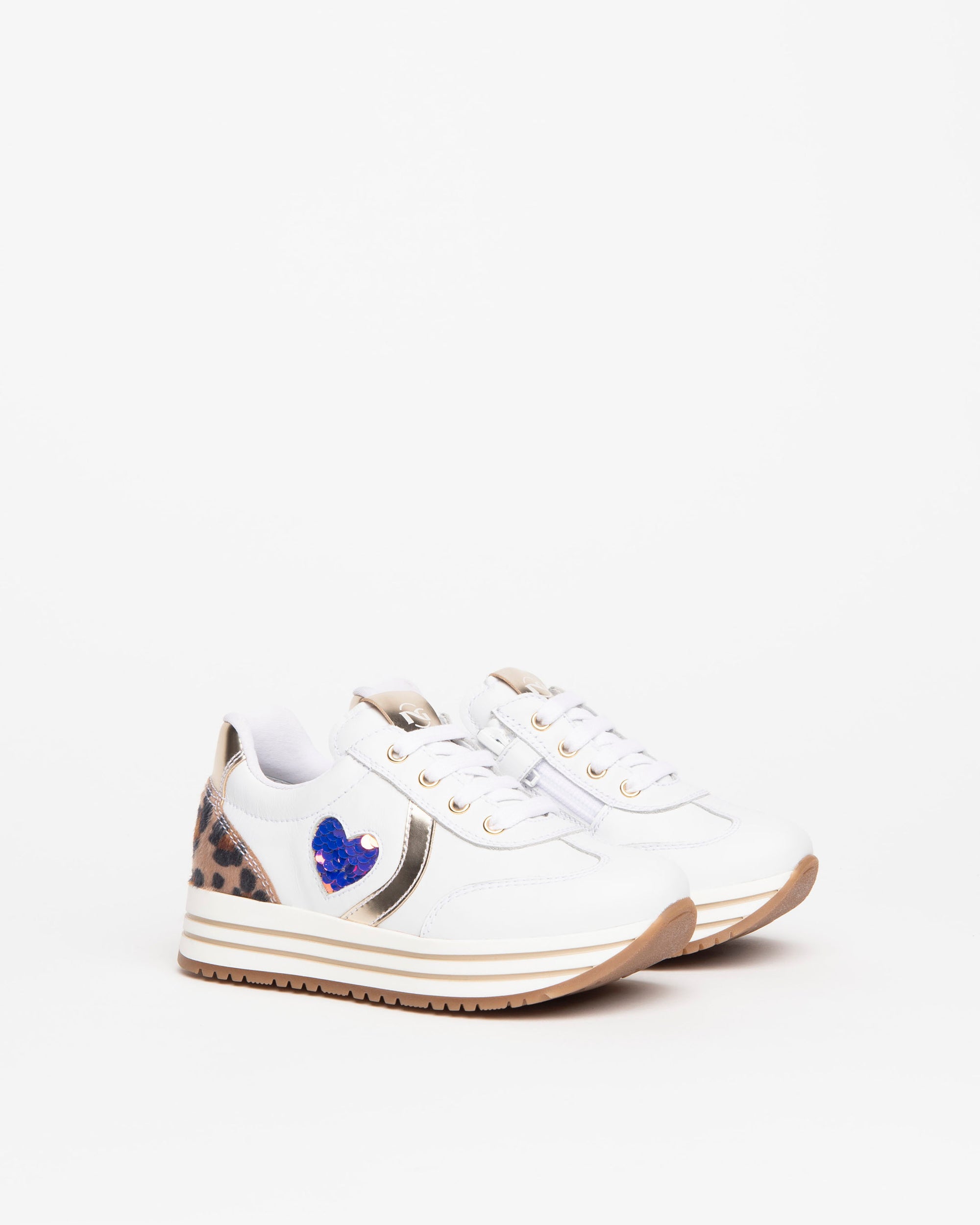 Nerogiardini Sneakers Kids Fille Cuir Lamé Zip Sequins