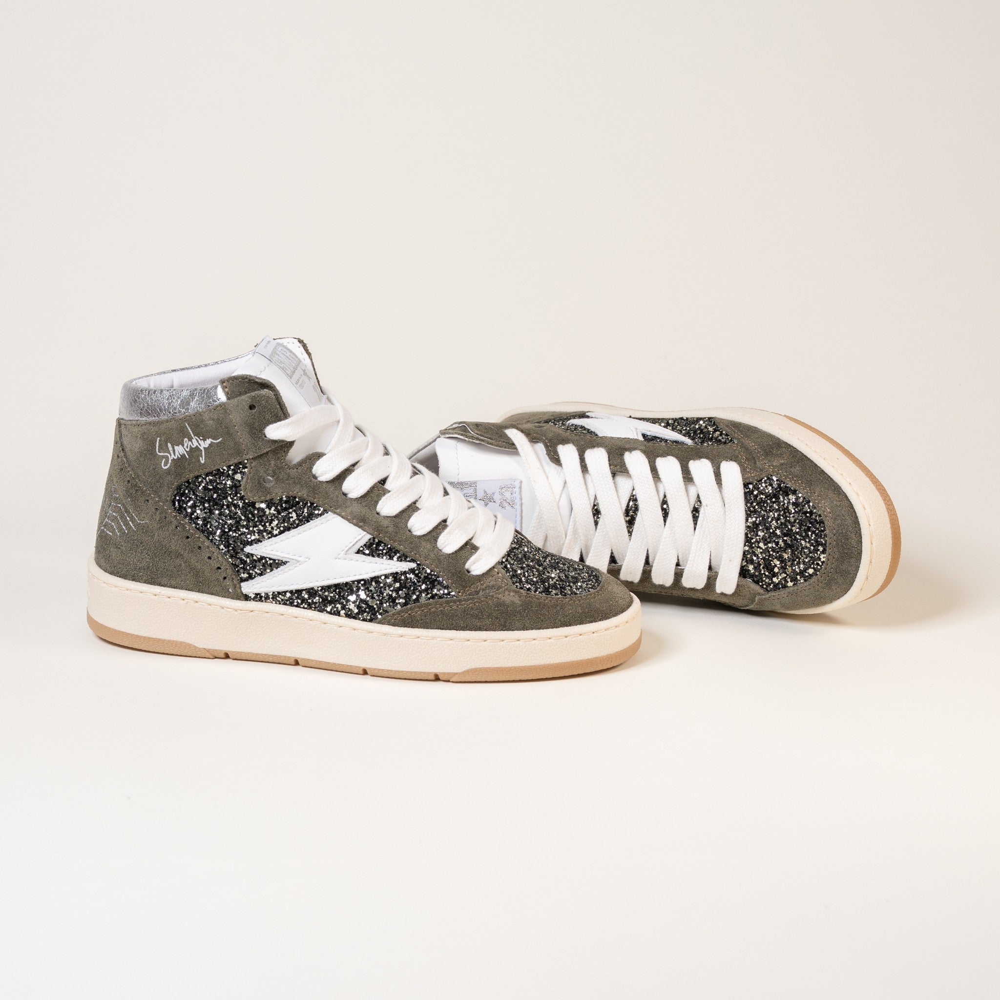 SMR Braga C227 baskets kaki et argent