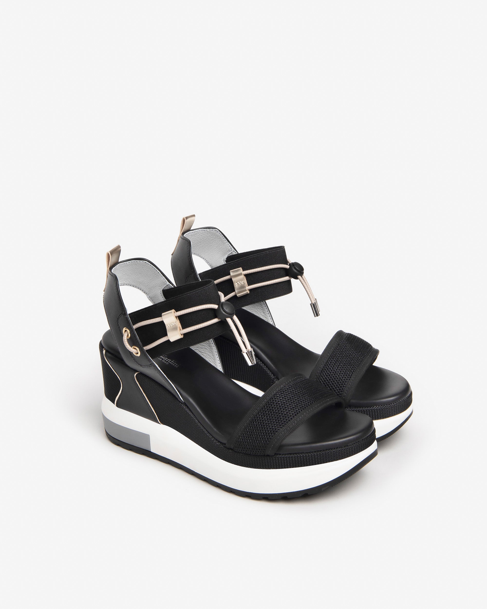 NeroGiardini Sandales Femme en Cuir et Toile Compensées 40mm