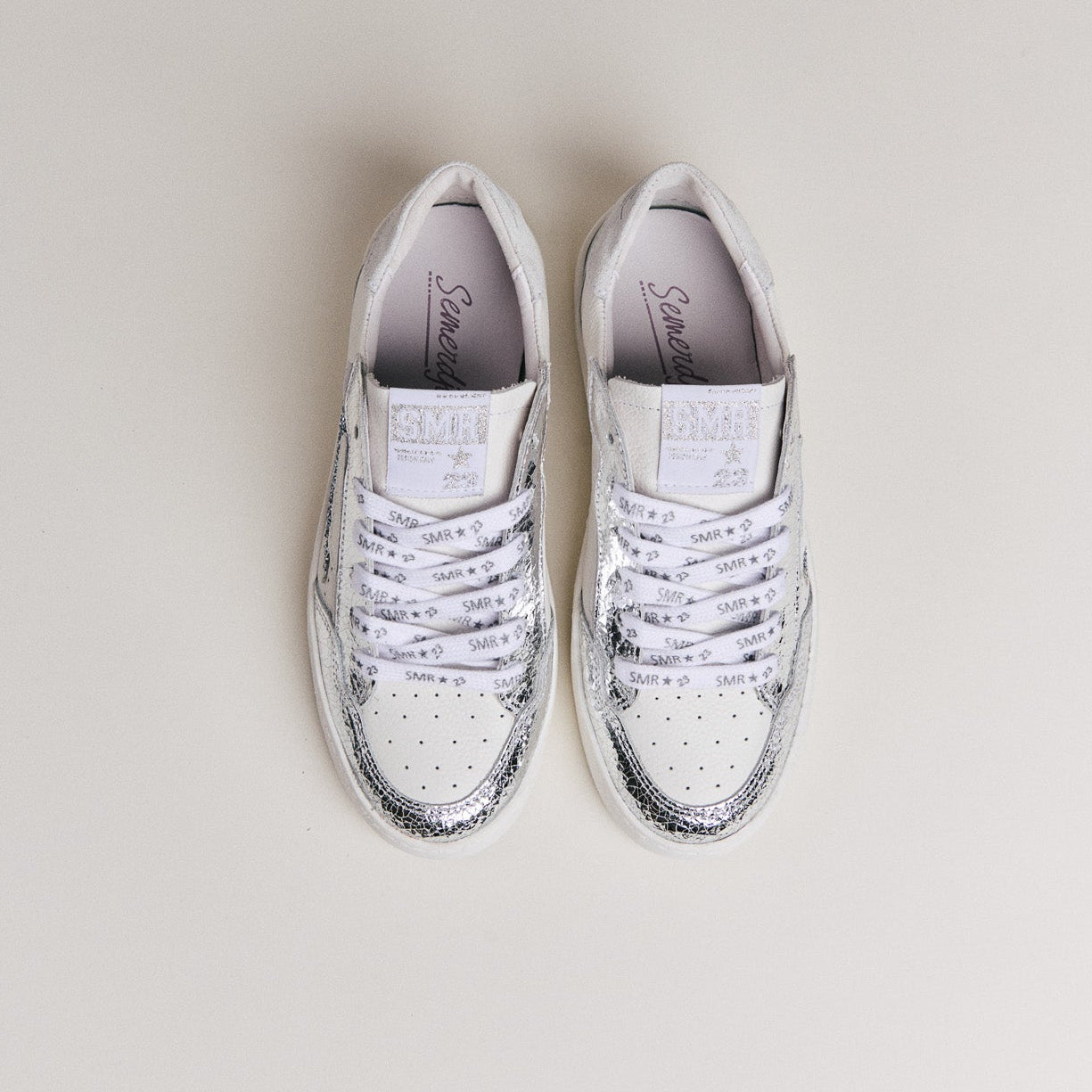 SMR Semerdjian Ale D609 baskets cuir blanc argent