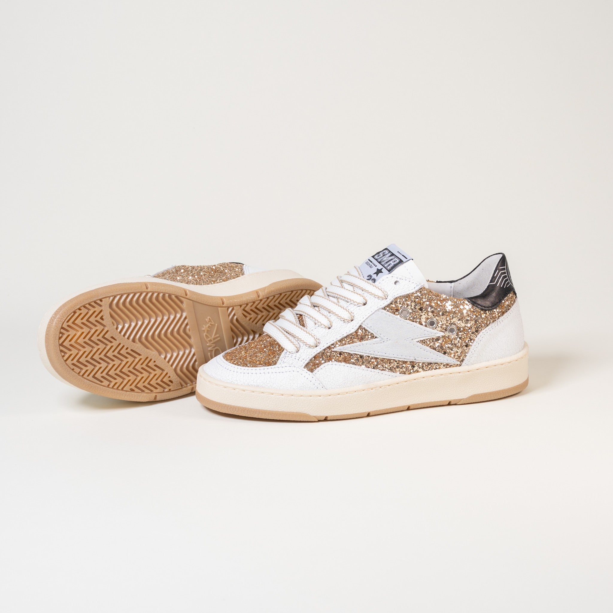 SMR Dany E192 baskets glitter or blanc crack