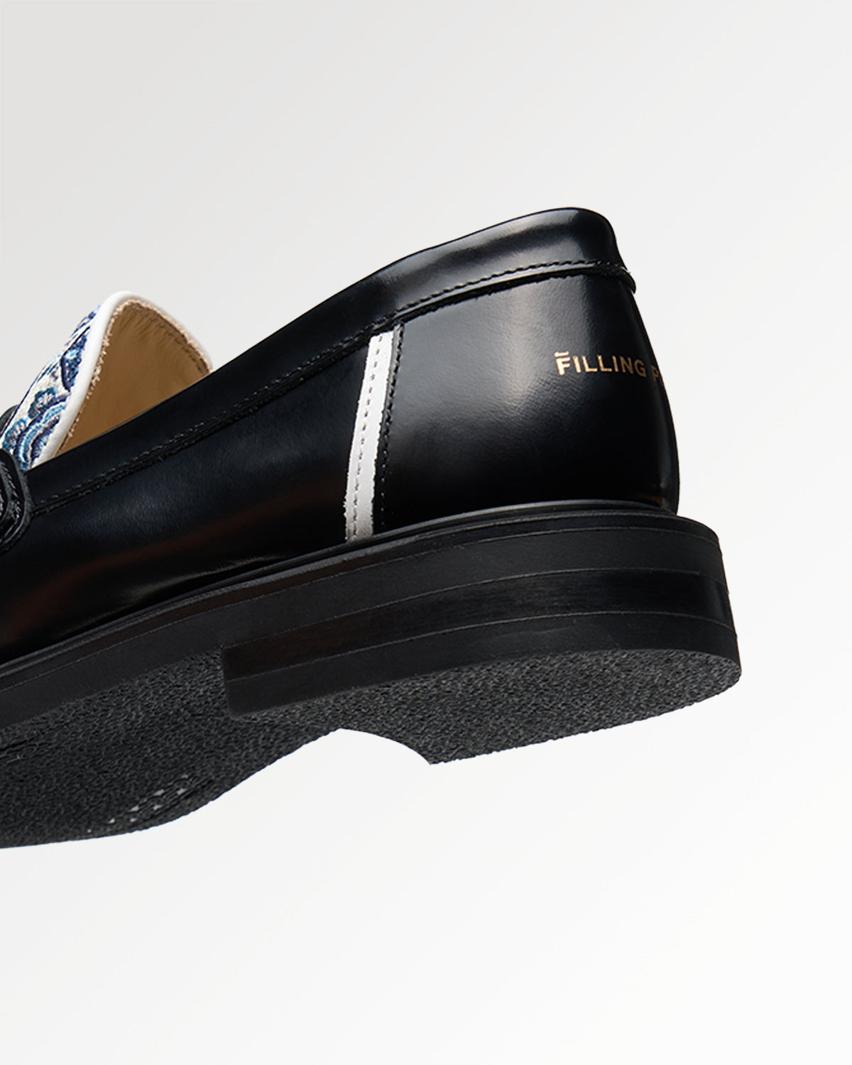 Filling Pieces Broken Plate mocassins noirs delft bleu
