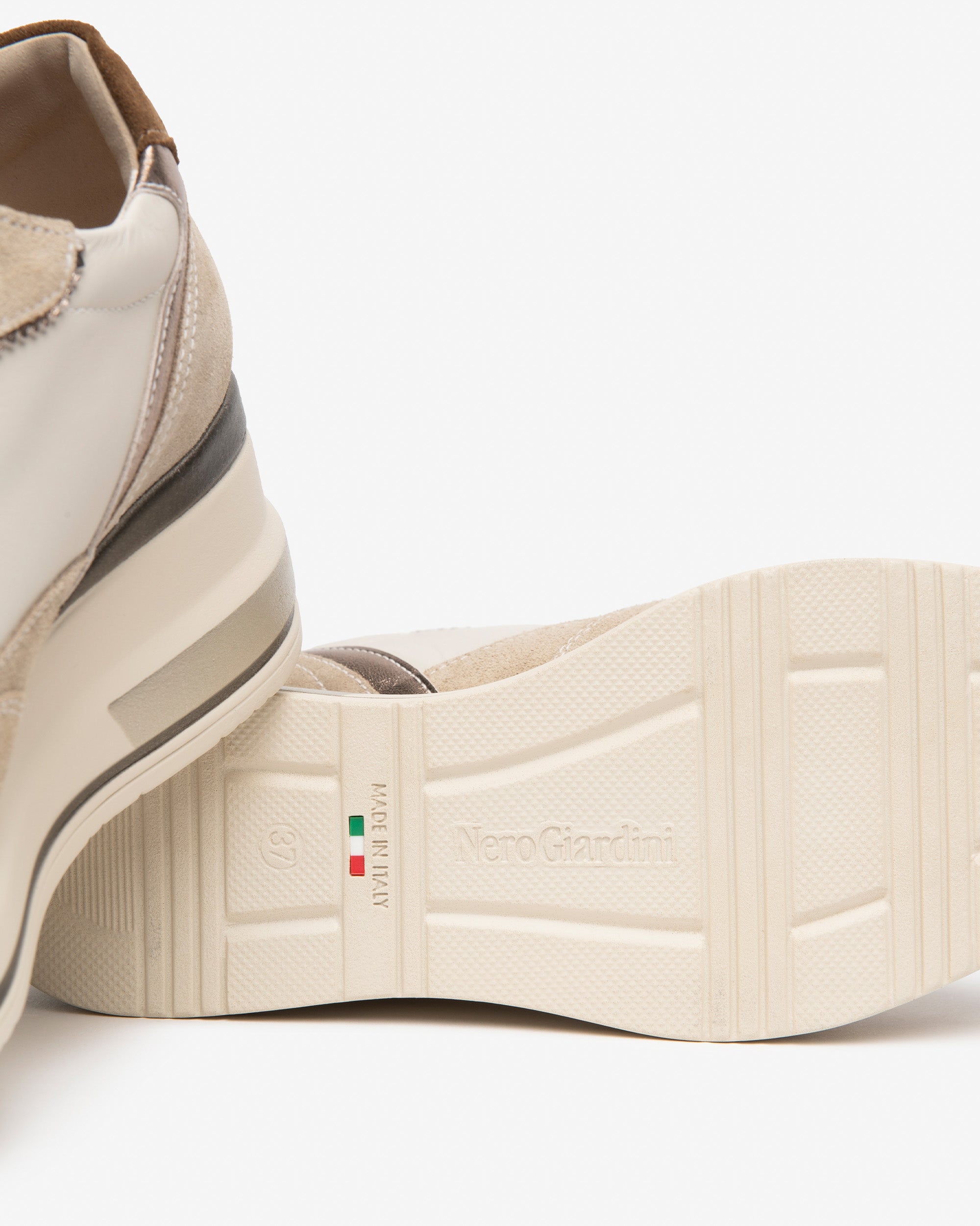 NeroGiardini Sneakers Femme Cuir Daim Compensée 60 mm