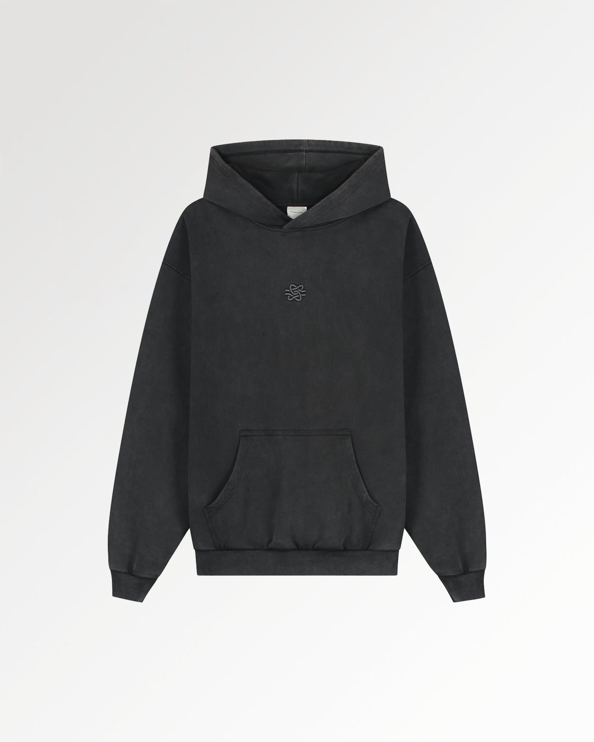 Filling Pieces Boxy Embroidered hoodie Vintage Black coton bio