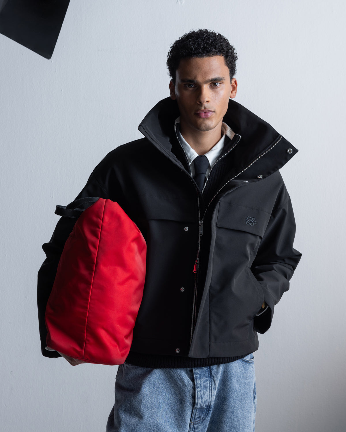 Filling Pieces Light Jacket Cropped Black veste nylon
