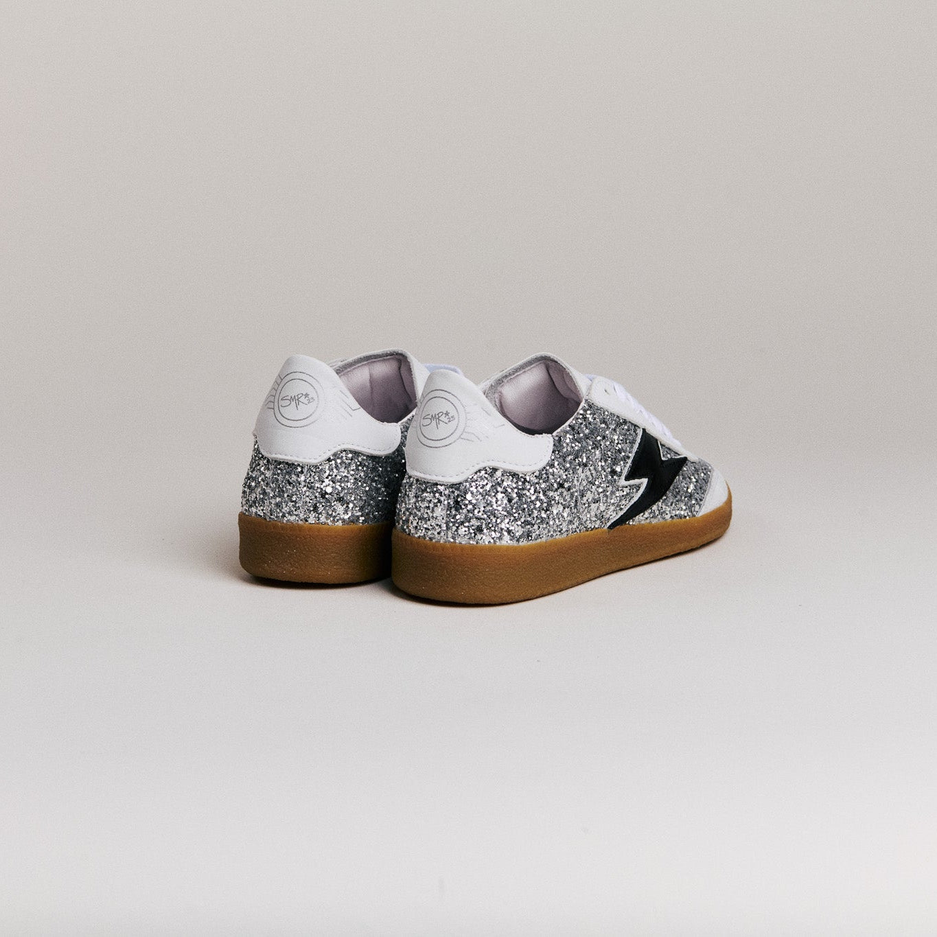 SMR Emily D324 baskets glitter argent éclair noir