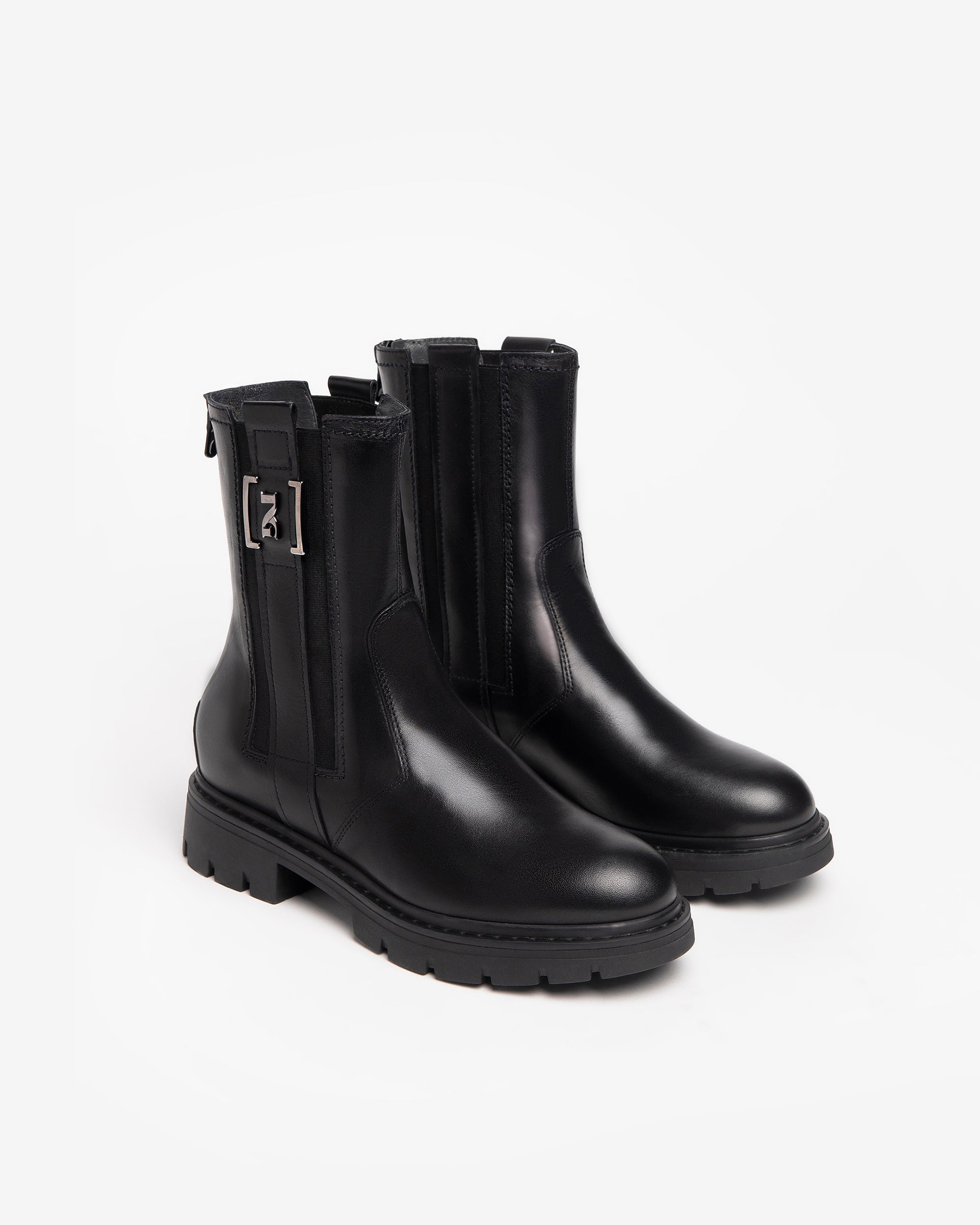 NeroGiardini Bottines Femme Cuir Combat Boots Hiver