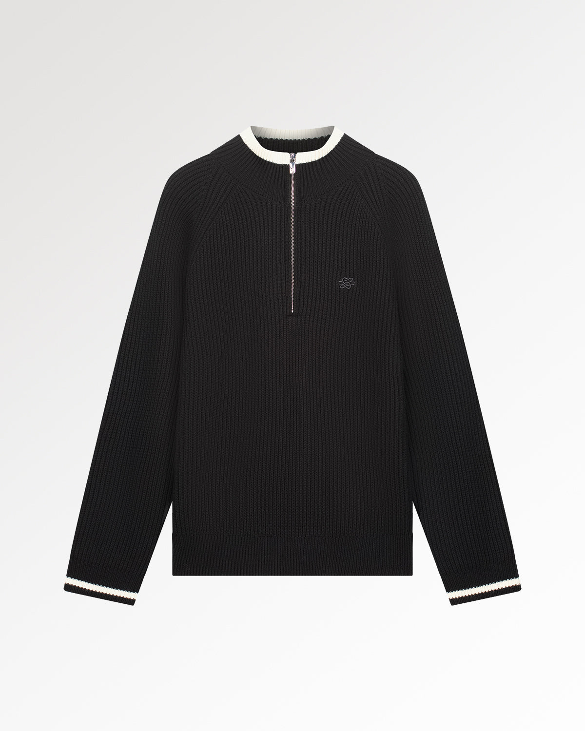 Filling Pieces Quarter Zip pull maille noire Black