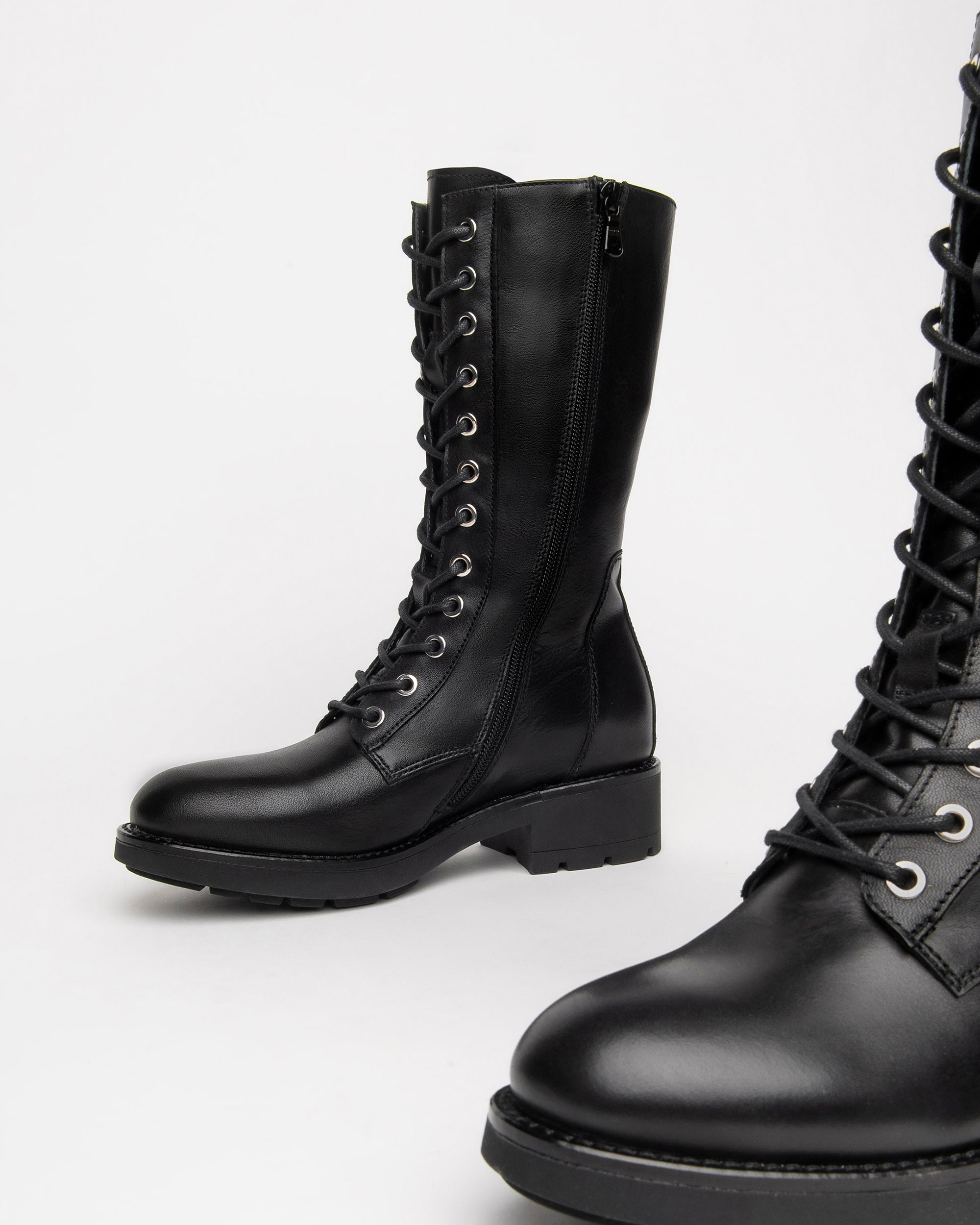 NeroGiardini Bottes Femme Cuir Lacets Mi-Mollet 35-41
