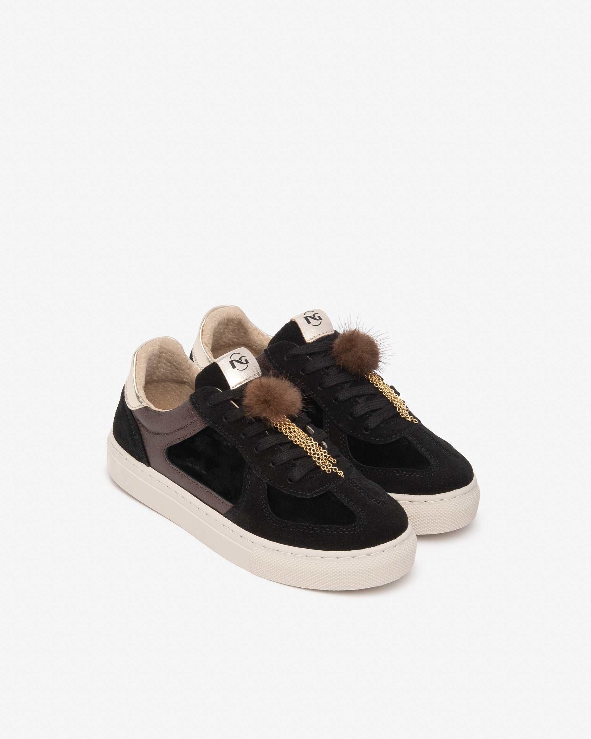 NeroGiardini Sneakers Fille Cuir Velours 30-39 Pompon