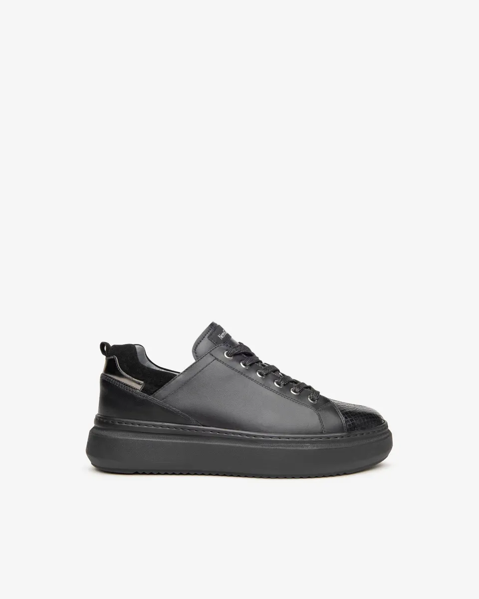 NeroGiardini Sneakers Femme Cuir Lamé Plateforme 4 cm