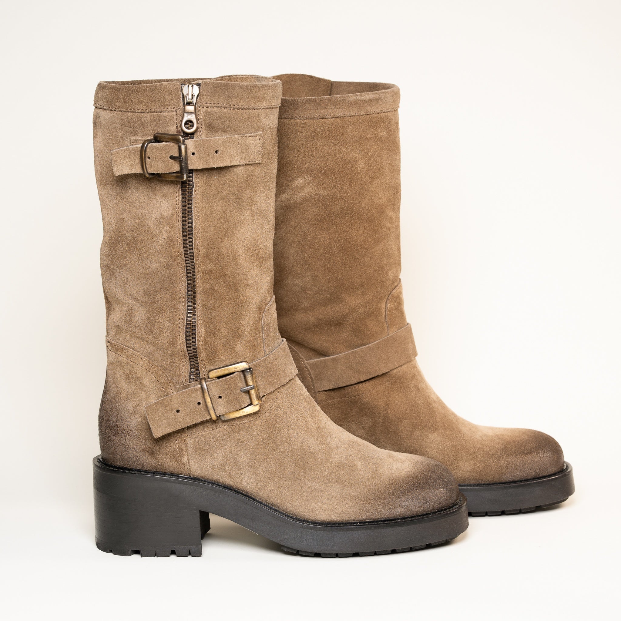 SMR Biker E1468E1 bottines daim beige talon 6 cm